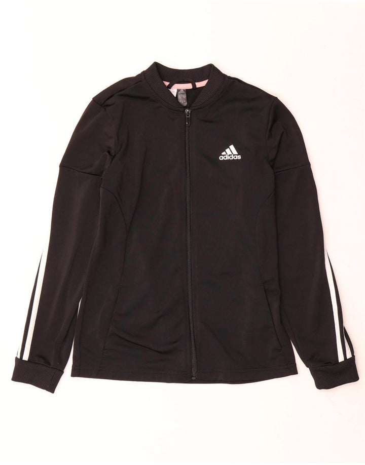 Adidas Mädchen-Trainingsanzug-Top-Jacke, 11–12 Jahre, schwarzes Polyester