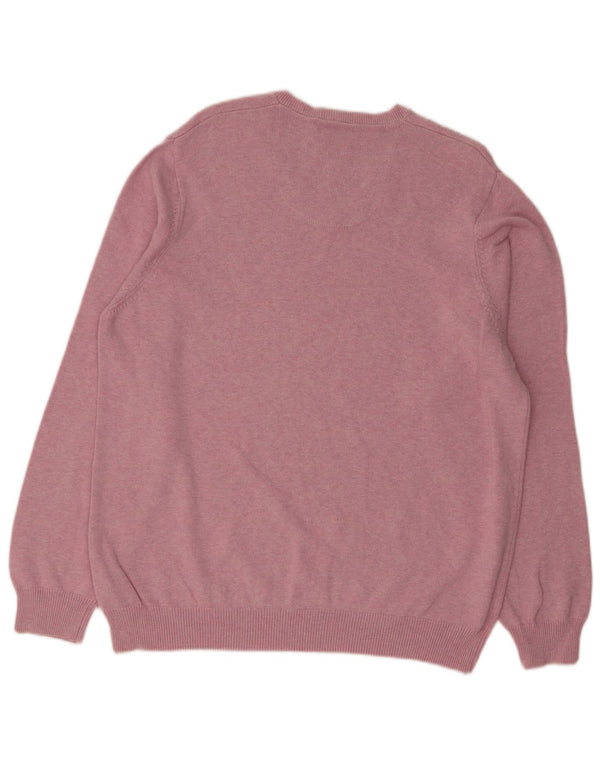 Marks & Spencer Herren-Pullover mit V-Ausschnitt, XL, rosa Baumwolle