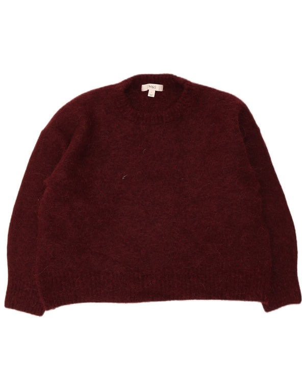 Marks & Spencer Damen-Pullover mit Rundhalsausschnitt, UK 16, Größe L, Burgunderrot, Wolle