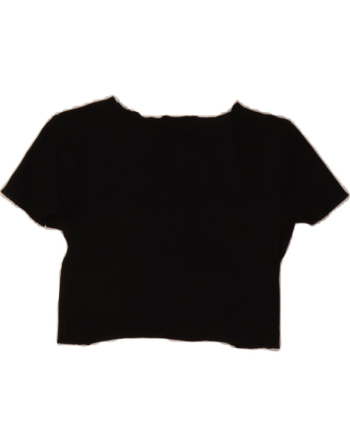 ZARA Womens Crop Blouse Top UK 8 Small Black Cotton Vintage Zara and Second-Hand Zara from Messina Hembry 