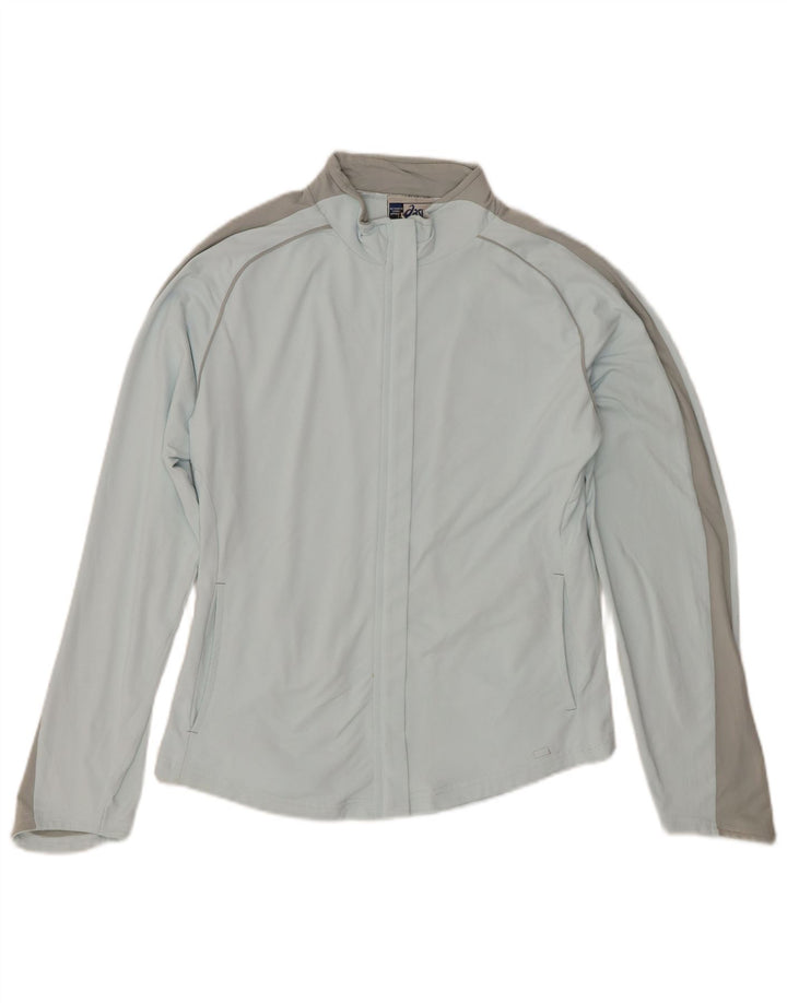 Asics Damen-Trainingsanzug-Top-Jacke, UK 14, groß, blaues Colourblock-Polyamid