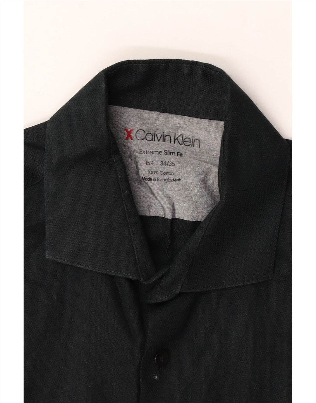 Calvin Klein Herren-Hemd mit extra schmaler Passform, Größe 15 1/2, mittelschwarze Baumwolle