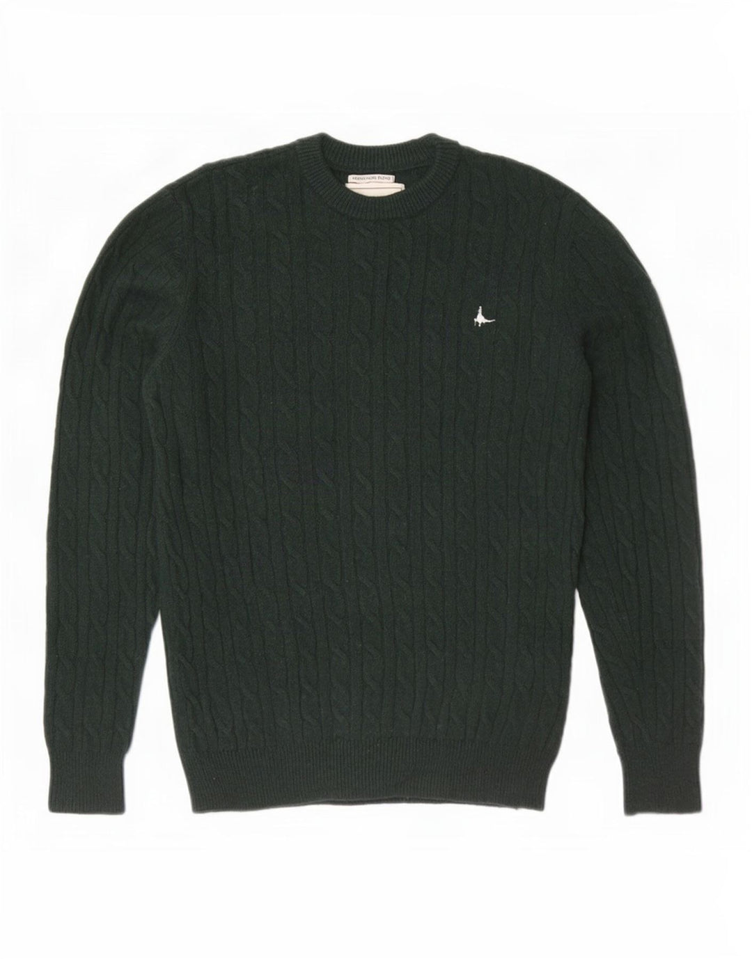 Jack Wills Herren-Pullover mit Rundhalsausschnitt aus mittelgrüner Merinowolle
