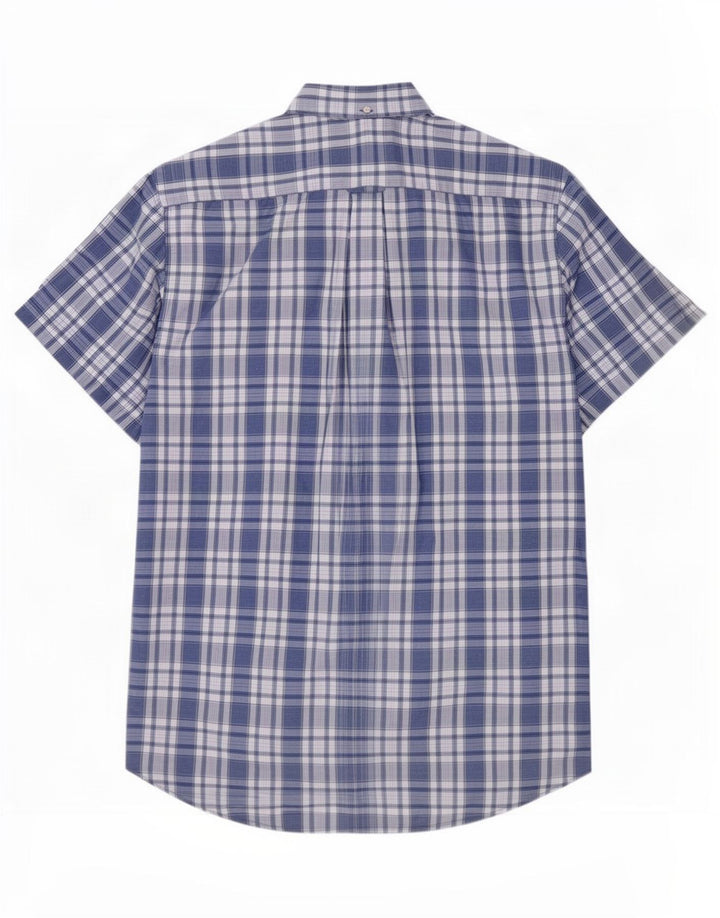 Gant Herren-Hemd, kurzärmelig, normale Passform, Größe 41/42, 16 1/2, groß, blau kariert