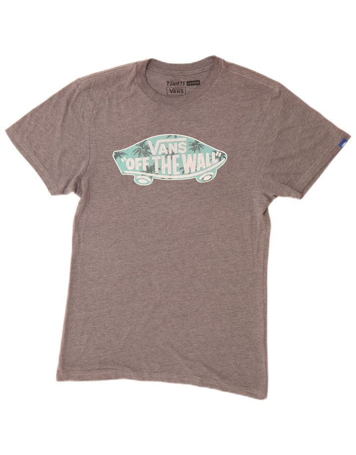 Vans Herren Custom Fit Grafik-T-Shirt-Oberteil, Größe S, Grau