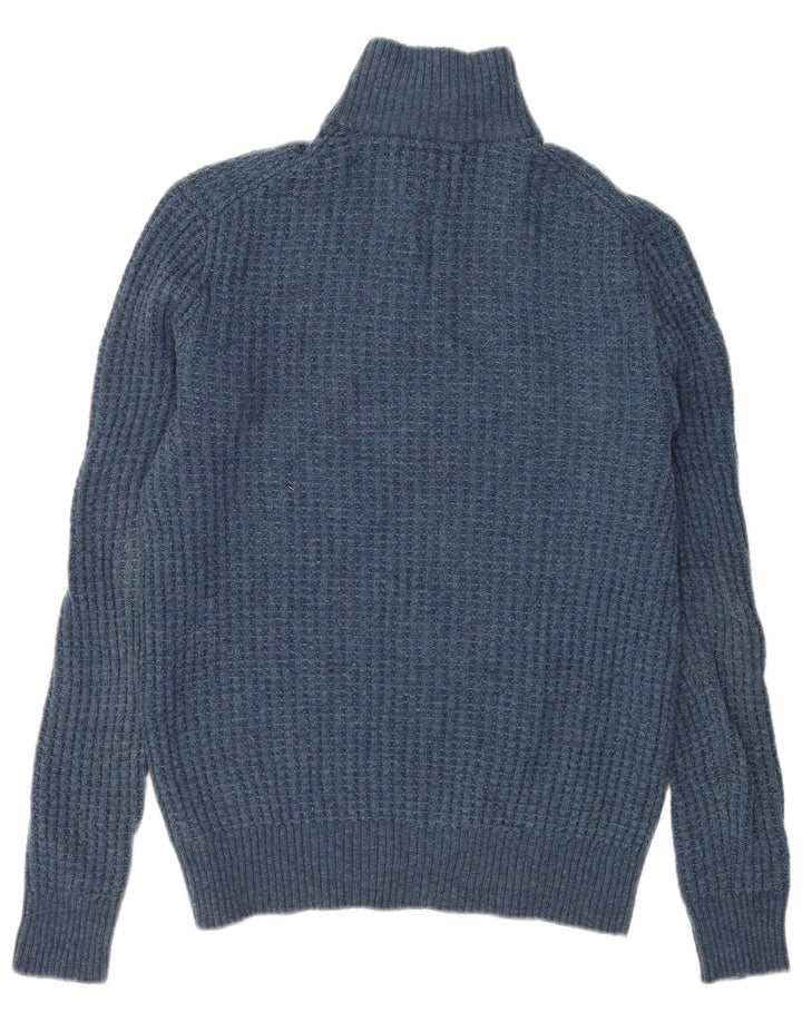 Gap Herren-Pullover mit Reißverschluss am Hals, kleine blaue Lammwolle
