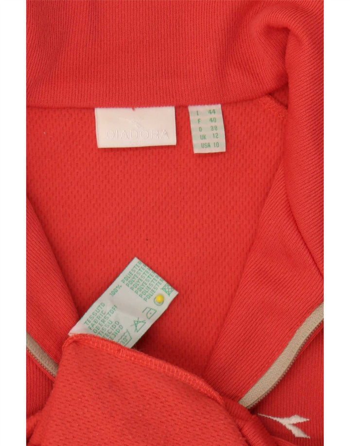 Diadora Damen-Trainingsanzug-Top-Jacke, UK 12, mittelrotes Farbblock-Polyester
