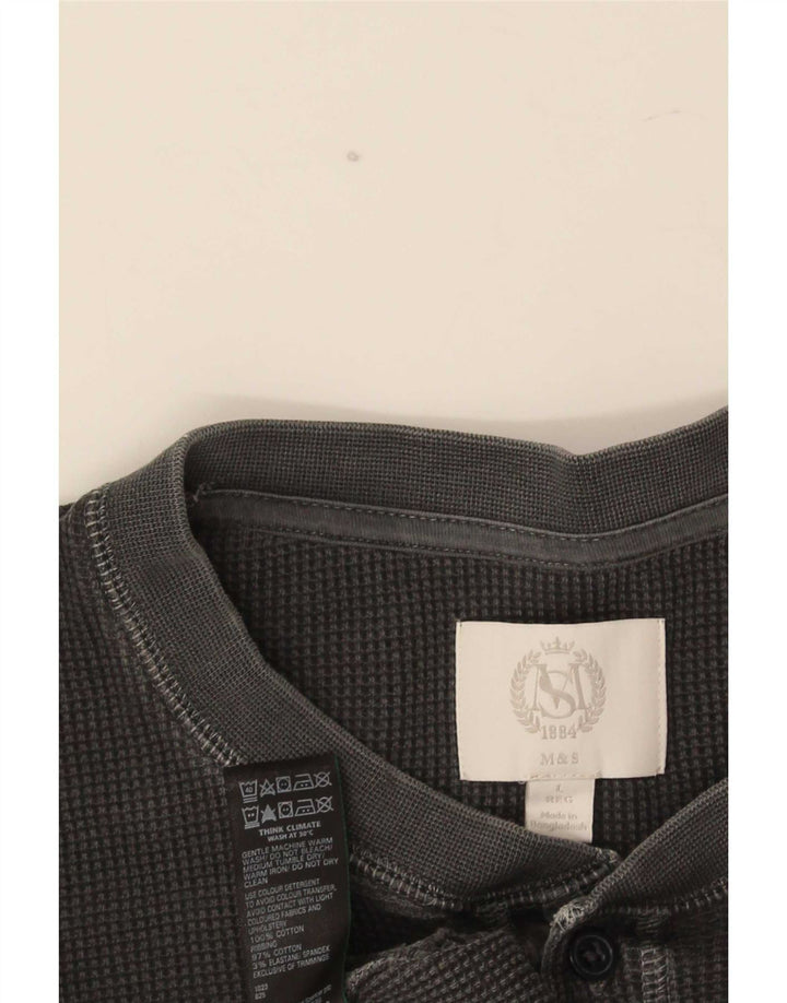 Marks & Spencer Herren-Oberteil, langärmelig, groß, graue Baumwolle