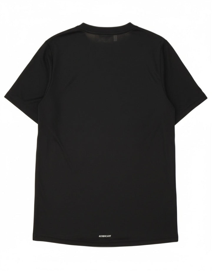 ADIDAS Boys Aeroready T-Shirt Top 13-14 Years Black Polyester