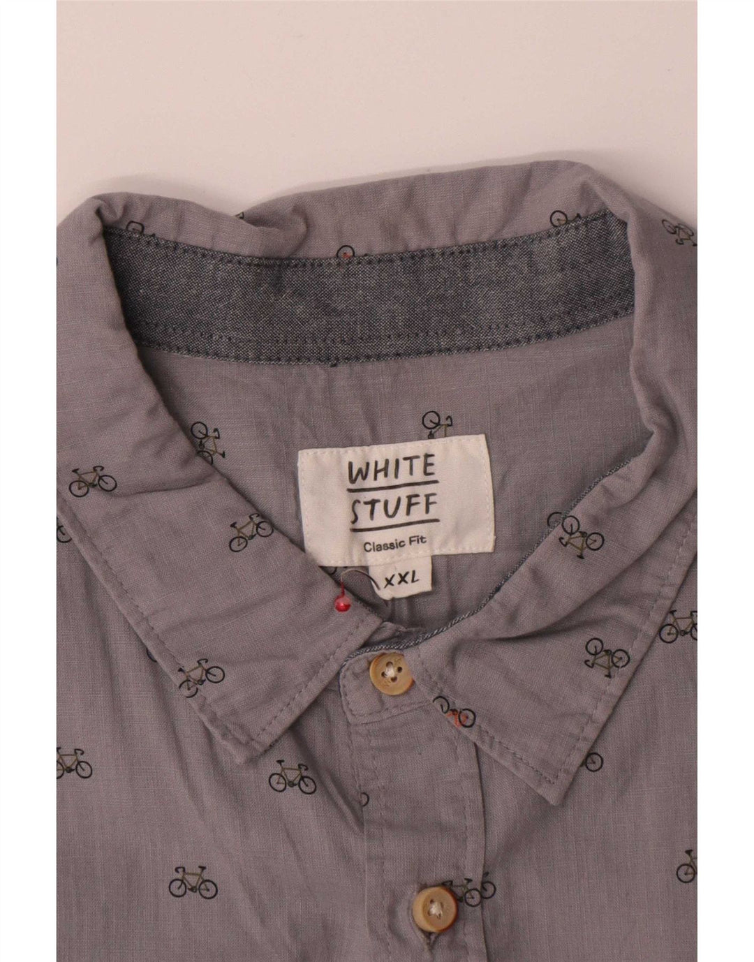 White Stuff Herren-Hemd mit klassischer Passform, 2XL, grau gefleckte Baumwolle