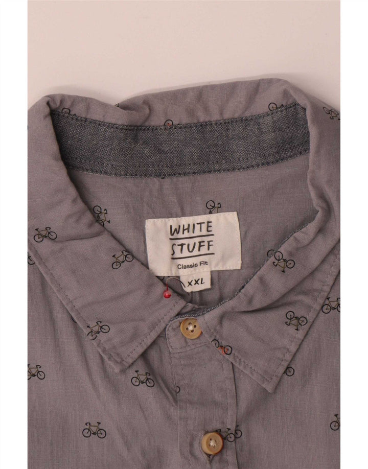 White Stuff Herren-Hemd mit klassischer Passform, 2XL, grau gefleckte Baumwolle