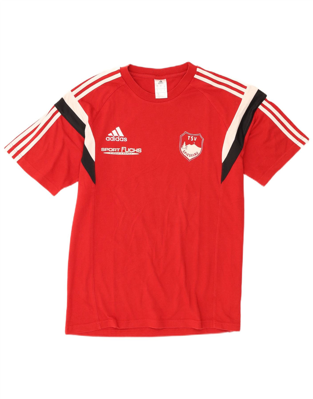 Adidas Herren Grafik-T-Shirt-Oberteil aus mittelroter Colourblock-Baumwolle