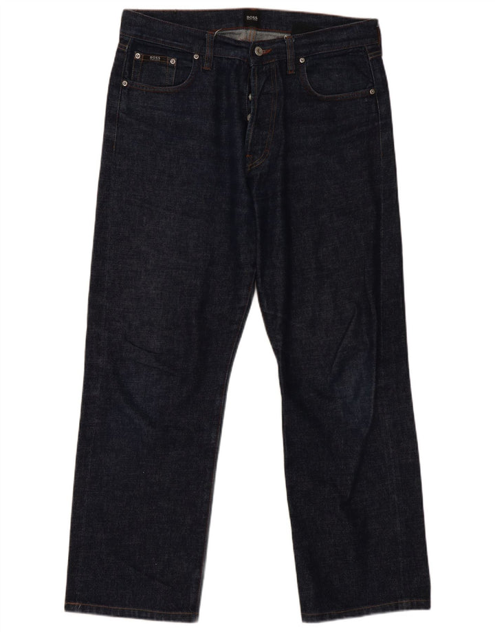 Hugo Boss Damen Straight Jeans W36 L30 Marineblaue Baumwolle