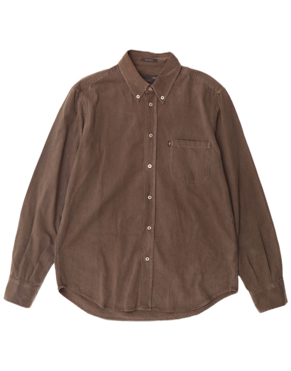 Marlboro Classics Mens Regular Fit Shirt XL Brown Cotton