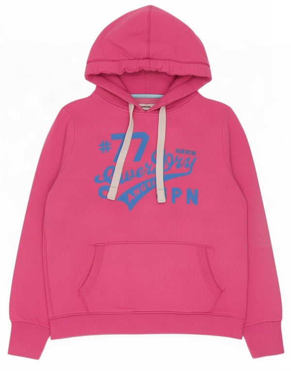 Superdry Damen Graphic Hoodie Pullover UK 18 XL Rosa Baumwolle