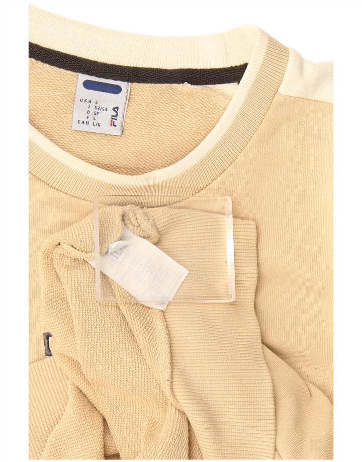 Fila Herren-Sweatshirt mit Grafik, groß, beige, Colourblock-Baumwolle
