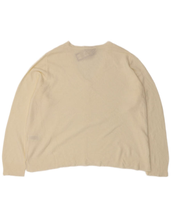 Marks & Spencer Damen-Pullover mit V-Ausschnitt, UK 20 2XL, Off-White-Acryl