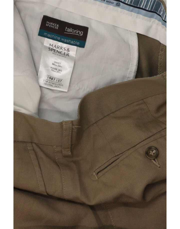 Marks & Spencer Herrenanzughose W34 L31 Beige Wolle