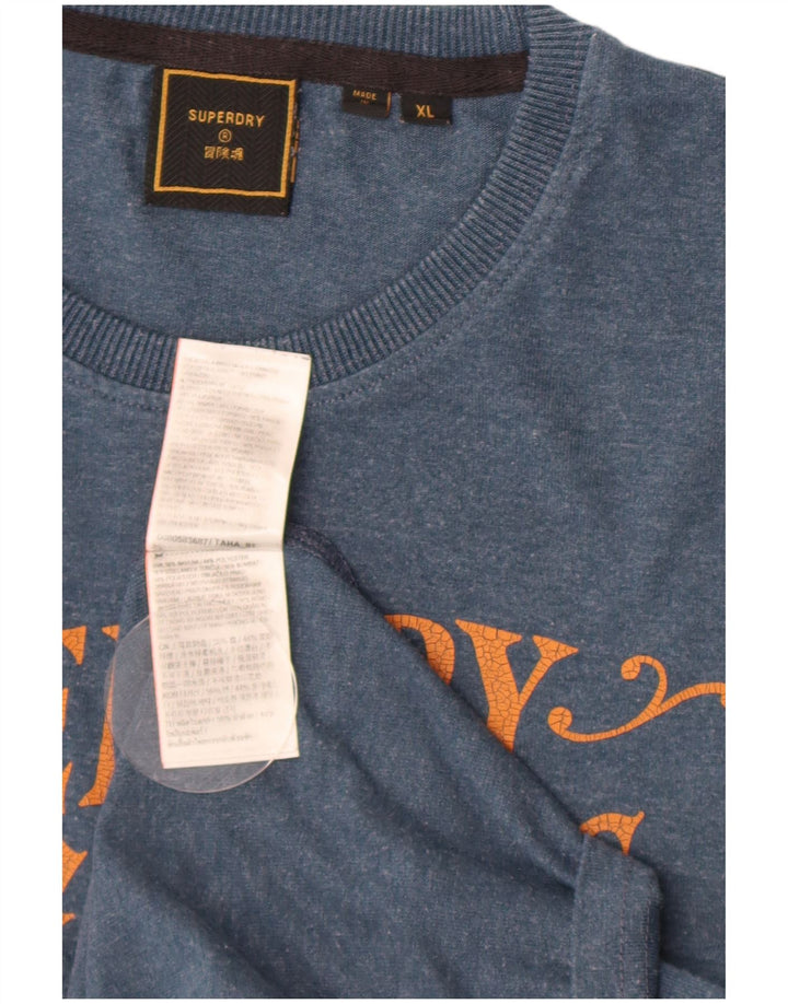 Superdry Herren Grafik-T-Shirt-Oberteil XL aus blauer Baumwolle