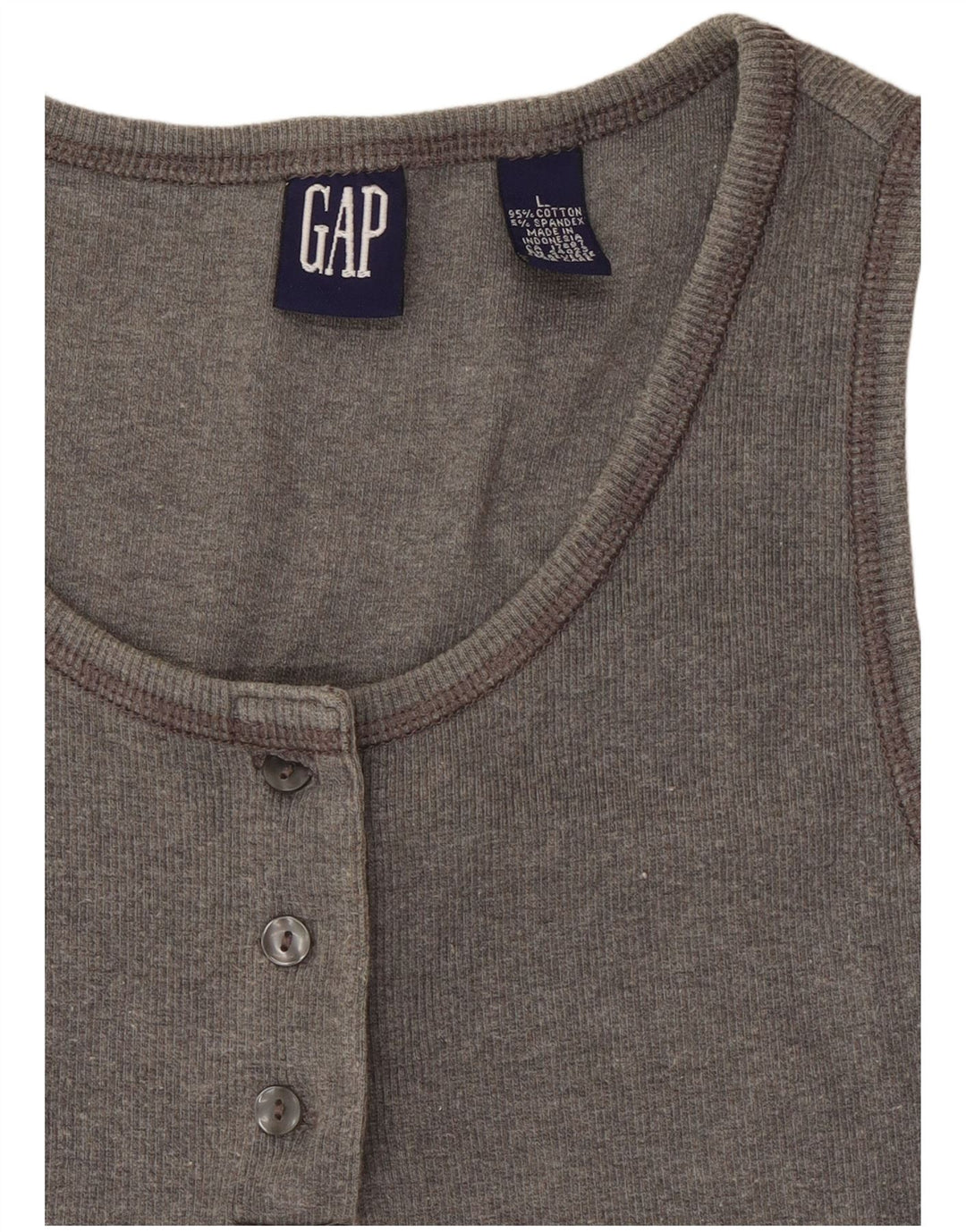 Gap Damen Crop Vest Top UK 14 Large Graue Baumwolle