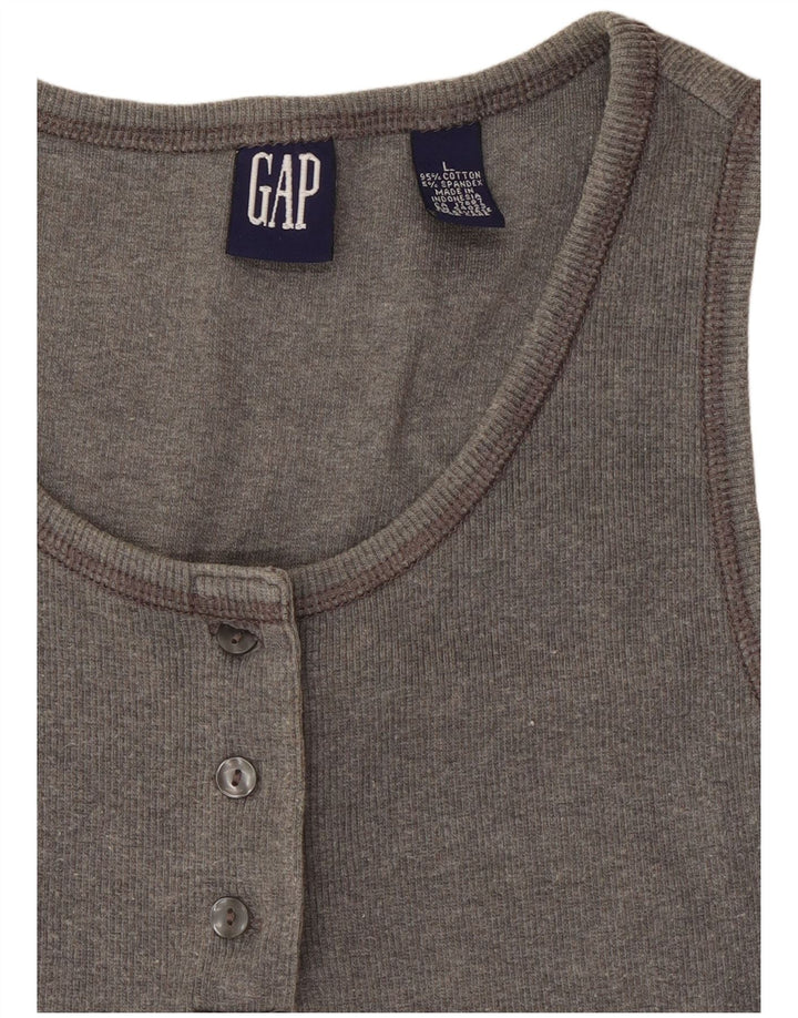 Gap Damen Crop Vest Top UK 14 Large Graue Baumwolle