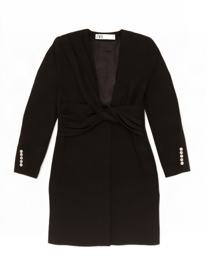 Zara Damen Normales, figurbetontes Kleid UK 14 Mittelschwarzes Polyester