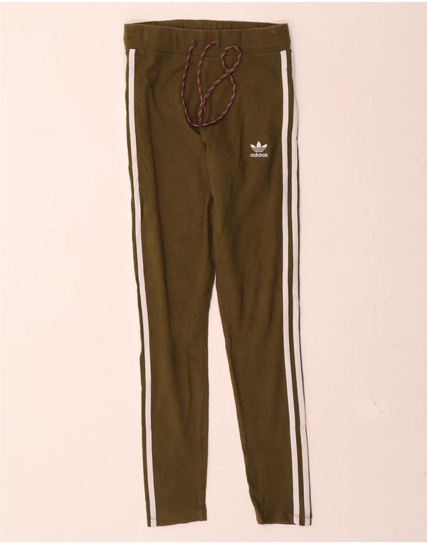 Adidas Damen Leggings UK 8 Small Khaki Baumwolle