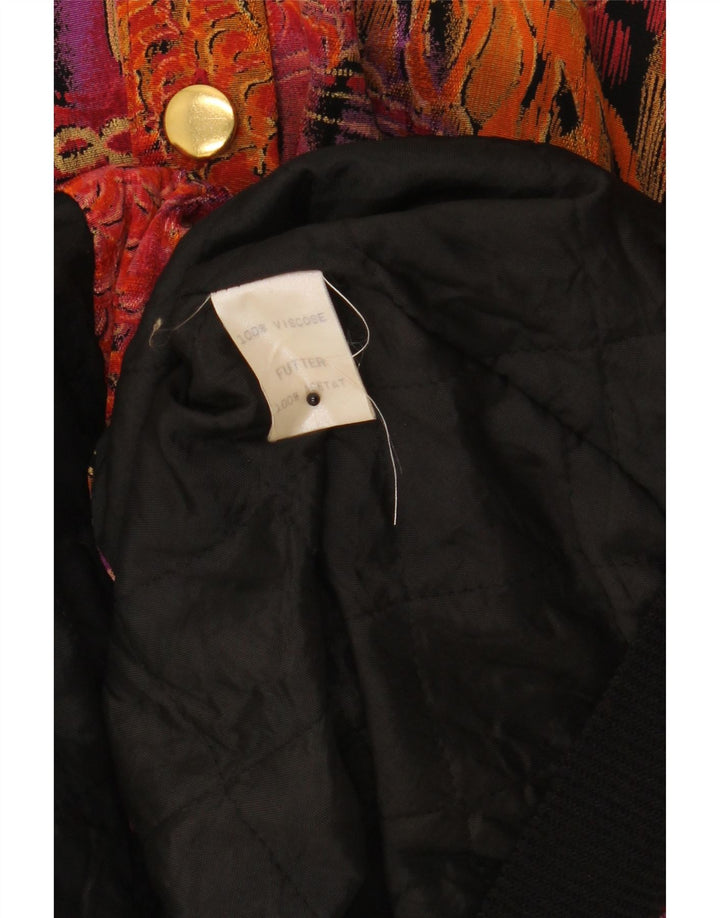 Vintage Damen Bomberjacke mit abstraktem Muster UK 18 XL Mehrfarbig
