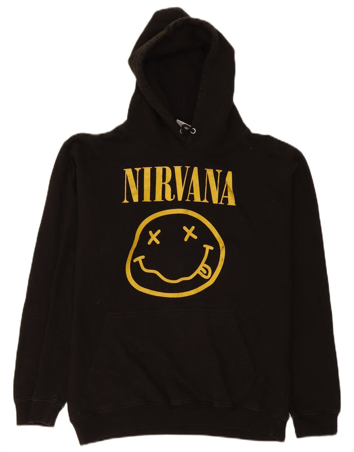 Vintage Herren Nirvana Grafik Kapuzenpullover Mittelschwarze Baumwolle