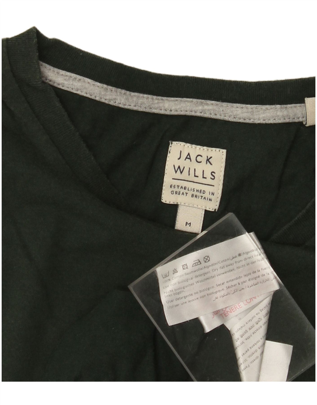 JACK WILLS Herren Grafik-T-Shirt-Oberteil aus mittelgrüner Colourblock-Baumwolle