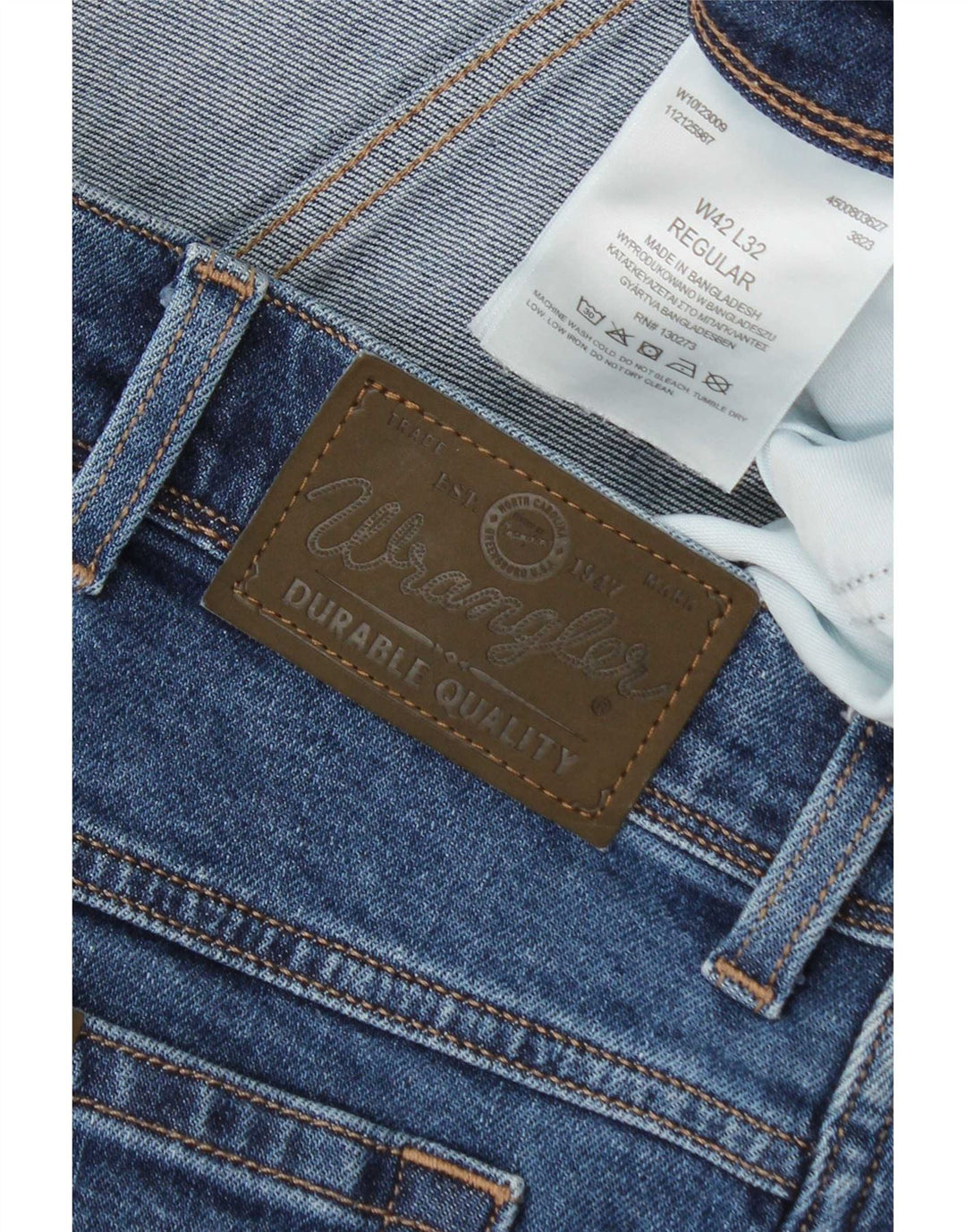 Wrangler Herren Regular Straight Jeans W42 L32 Blaue Baumwolle