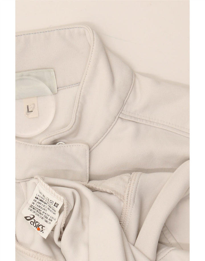 ASICS Damen-Trainingsanzug-Top-Jacke, UK 14, großes weißes Polyamid