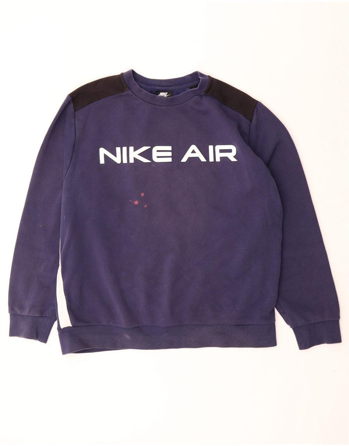 Nike Herren-Sweatshirt mit Grafik, groß, marineblau, Colourblock-Baumwolle