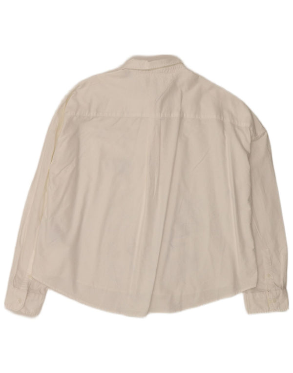Tommy Hilfiger Damen-Oversize-Hemd, UK 14, mittelweiße Baumwolle