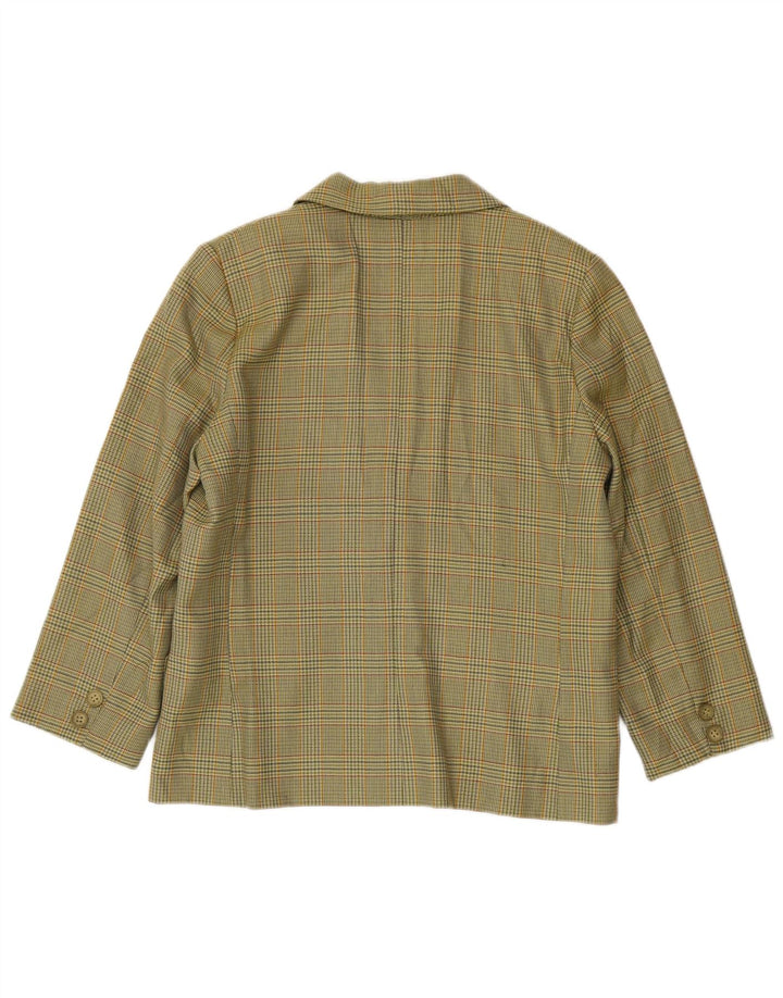 Luisa Spagnoli Damen-Blazerjacke mit 3/4-Ärmeln, IT 46, großes grünes Karomuster