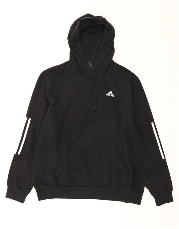 ADIDAS Damen Übergroßer Kapuzenpullover UK 16/18 Große schwarze Baumwolle