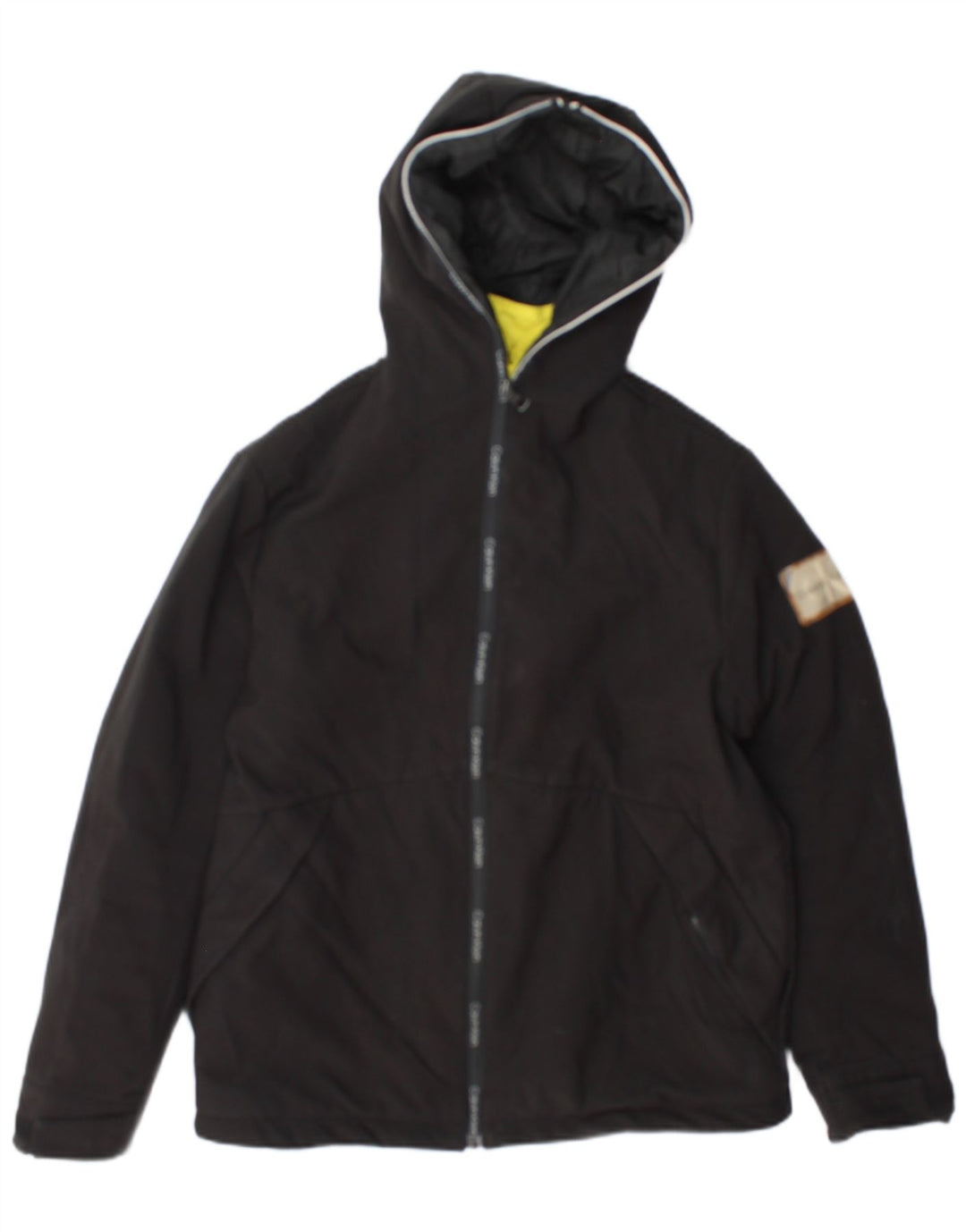 Calvin Klein Jeans Wattierte Jungenjacke mit Kapuze, 13–14 Jahre, schwarzes Polyester
