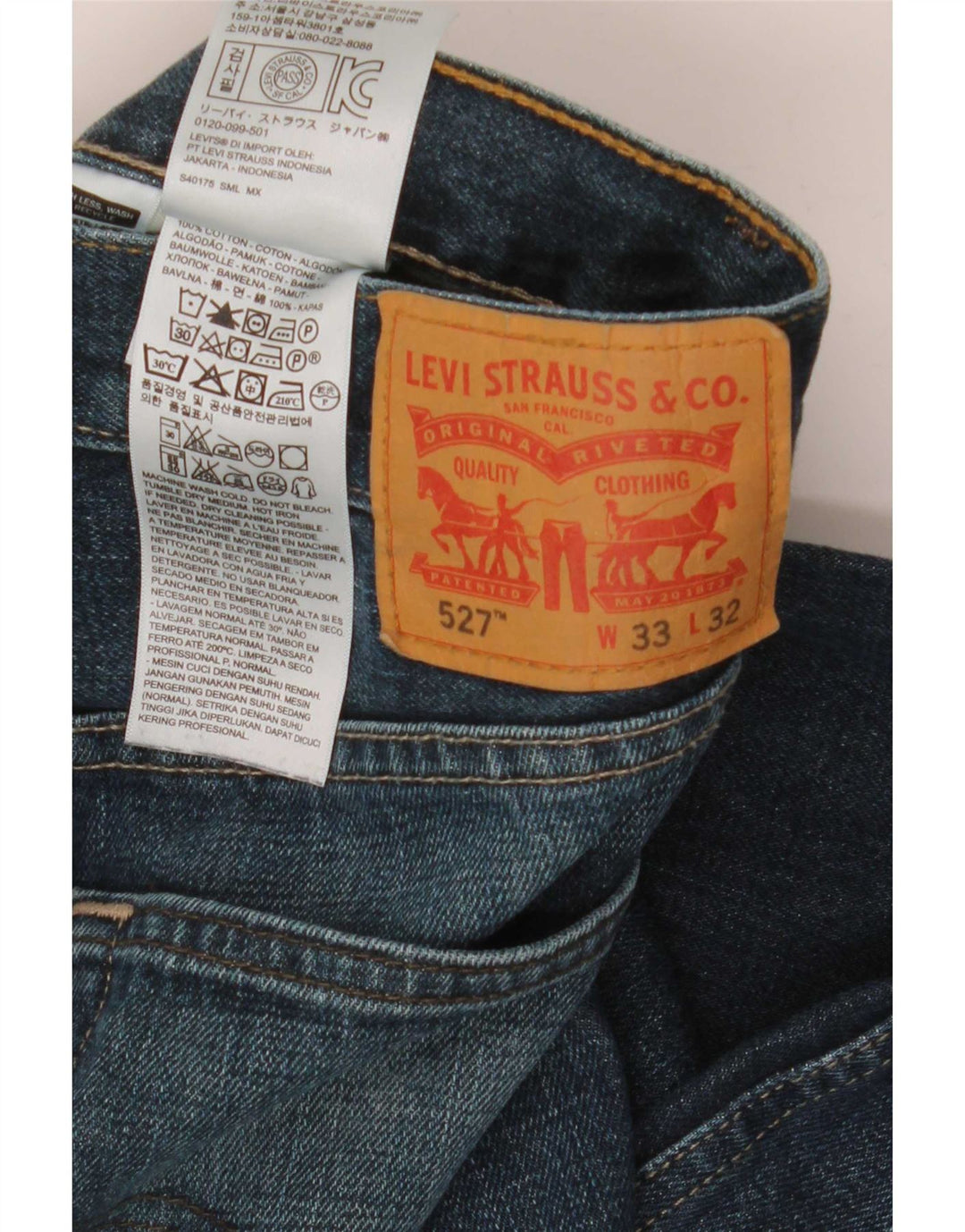 Levi's Herren 527 Bootcut Jeans W33 L32 Blaue Baumwolle