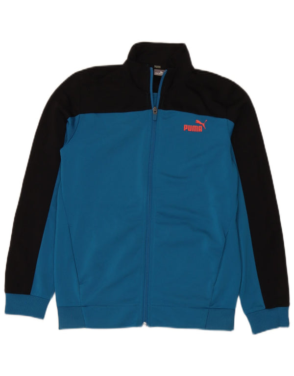 Puma Jungen-Trainingsanzug-Top-Jacke, 11–12 Jahre, groß, blaues Farbblock-Polyester