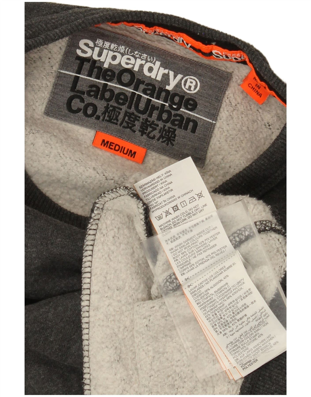 Superdry Herren-Sweatshirt-Pullover aus mittelgrauer Camouflage-Baumwolle