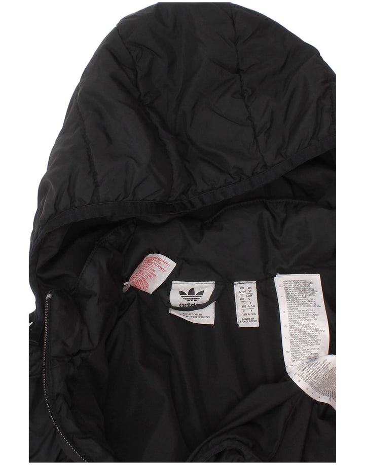 Adidas Jungen wattierte Jacke mit Kapuze, 4–5 Jahre, schwarzes Polyester