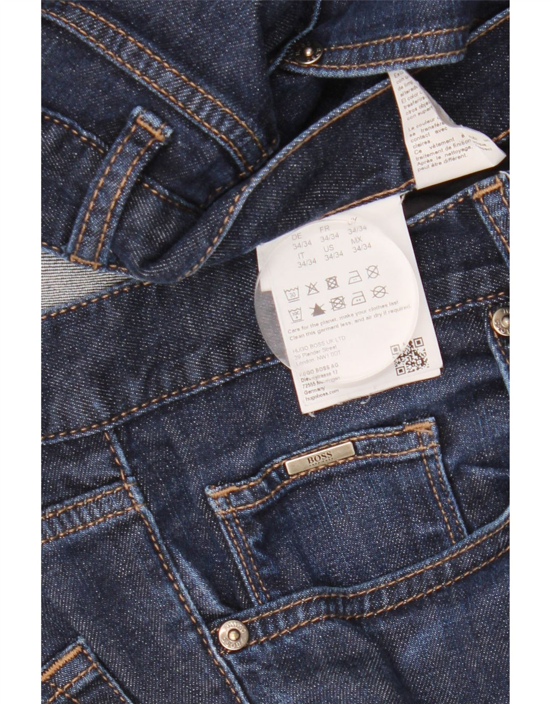 HUGO BOSS Herren Slim Jeans W34 L34 Marineblaue Baumwolle