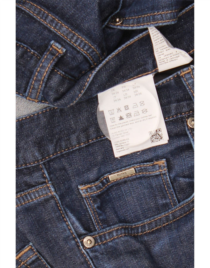 HUGO BOSS Herren Slim Jeans W34 L34 Marineblaue Baumwolle