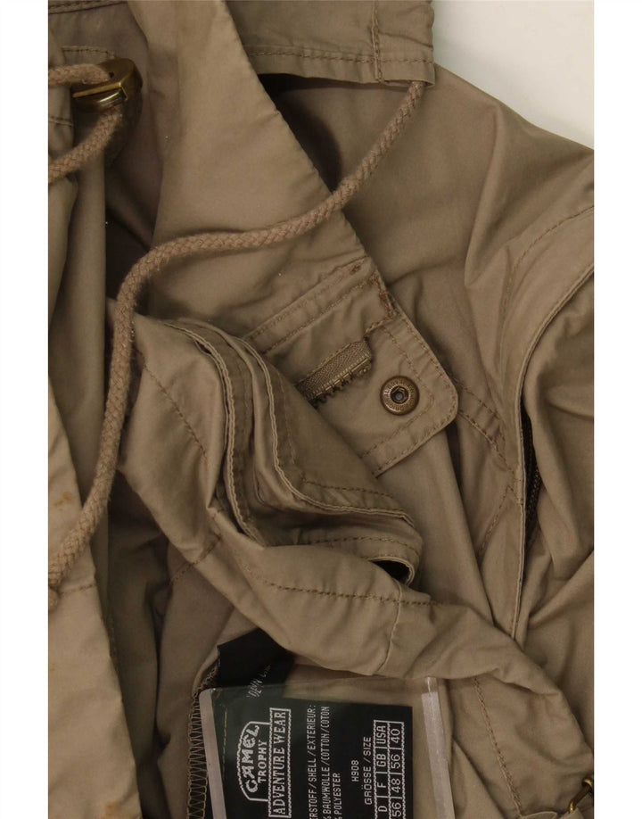 Camel Active Herren-Utility-Jacke mit Kapuze IT 55 2XL Khaki Baumwolle
