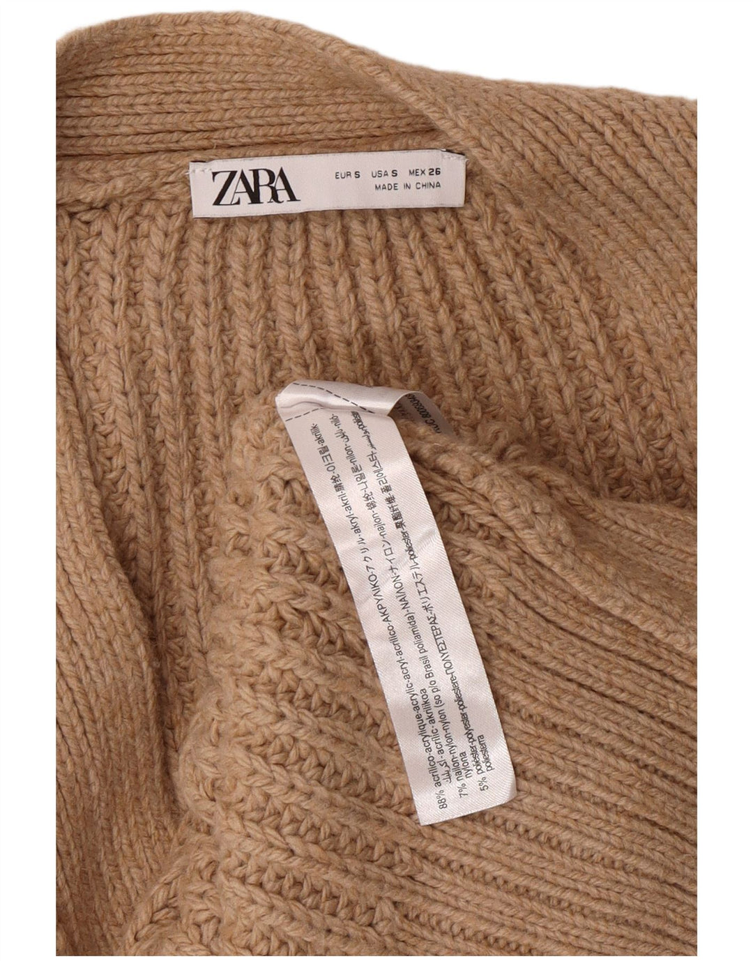 ZARA Damen-Strickjacke, übergroß, ärmellos, Gr. 10, Größe S, Braun