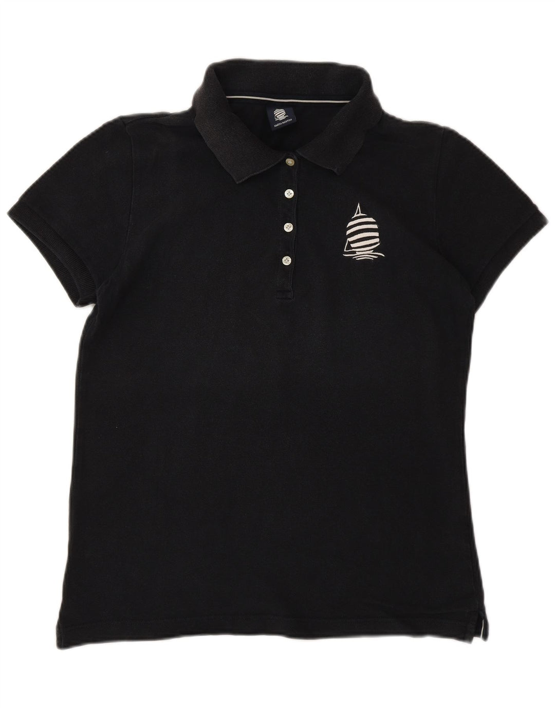 MARINA YACHTING Damen Poloshirt UK 14 Große schwarze Baumwolle