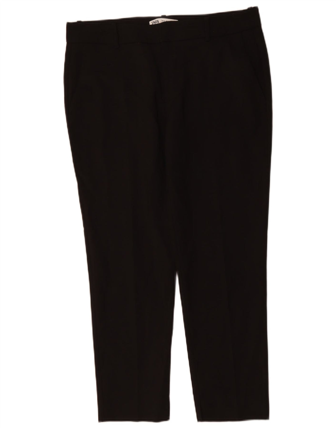 ZARA Damen Slim Chino-Hose EU 42 Large W32 L27 Schwarze Baumwolle