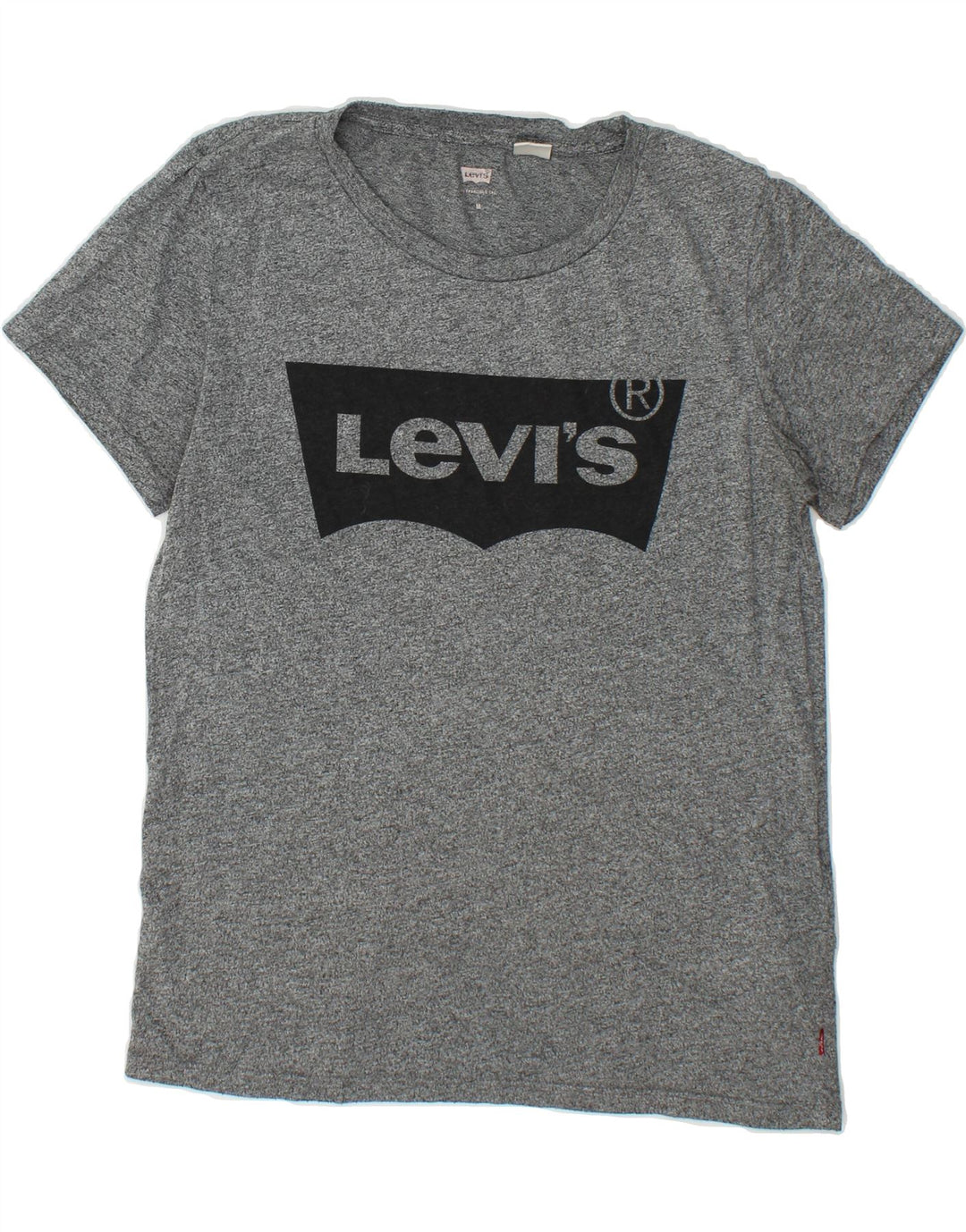 LEVI'S Womens Graphic T-Shirt Top UK 12 Medium Grey Flecked Cotton Vintage Levi's and Second-Hand Levi's from Messina Hembry 