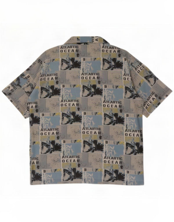 Mangoon Herren Kurzarm-Hemd mit abstraktem Muster, UK 44 XL, mehrfarbig, Hawaiianisch