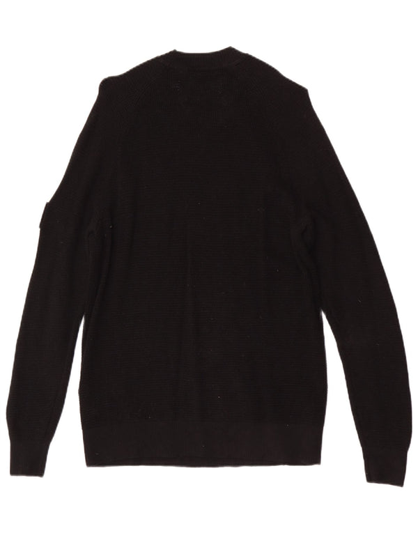 Calvin Klein Jeans Herren-Pullover mit Rundhalsausschnitt, Größe S, schwarze Wolle